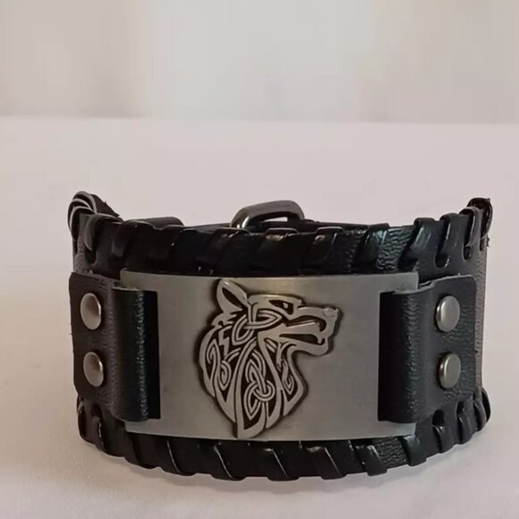 Set of 2 Genuine Leather Bracelets Dualtone Adjustable Black Original Box - Picture 10 of 15